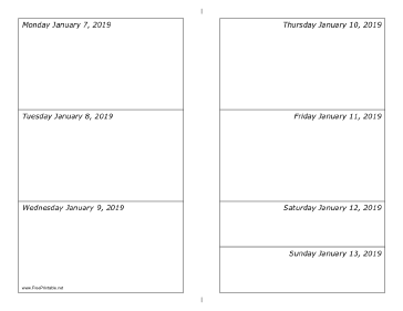 01/07/2019 Weekly Calendar-landscape Calendar