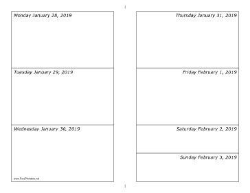 01/28/2019 Weekly Calendar-landscape Calendar