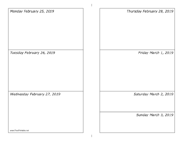 02/25/2019 Weekly Calendar-landscape Calendar