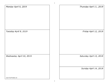 04/08/2019 Weekly Calendar-landscape Calendar