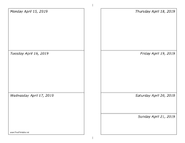04/15/2019 Weekly Calendar-landscape Calendar