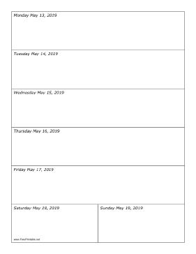 05/13/2019 Weekly Calendar-portrait Calendar