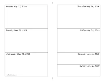 05/27/2019 Weekly Calendar-landscape Calendar