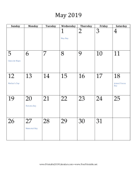 May 2019 Calendar (vertical)
 Calendar