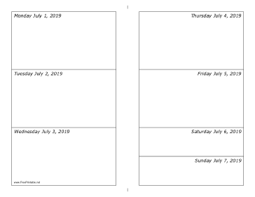 07/01/2019 Weekly Calendar-landscape Calendar