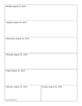 08/19/2019 Weekly Calendar-portrait Calendar