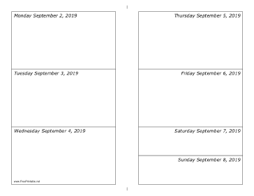 09/02/2019 Weekly Calendar-landscape Calendar