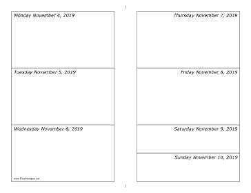 11/04/2019 Weekly Calendar-landscape Calendar