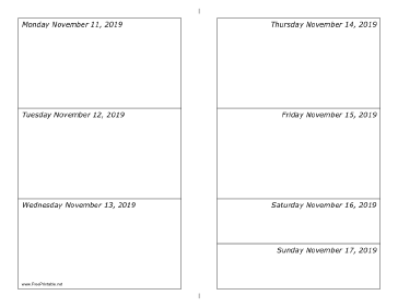 11/11/2019 Weekly Calendar-landscape Calendar