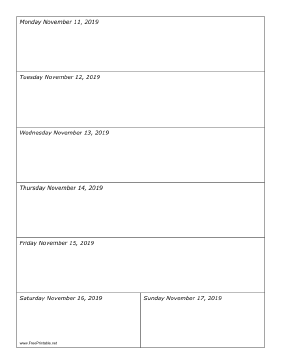 11/11/2019 Weekly Calendar-portrait Calendar