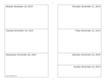 11/18/2019 Weekly Calendar-landscape Calendar