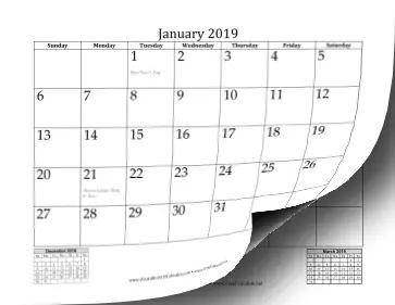 2019 Mini Month Calendar Calendar