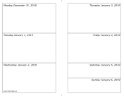 12/31/2018 Weekly Calendar-landscape calendar