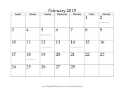 February 2019 calendar