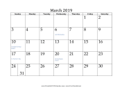 March 2019 Calendar calendar