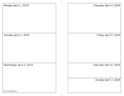 04/01/2019 Weekly Calendar-landscape calendar