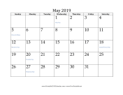 May 2019 Calendar calendar