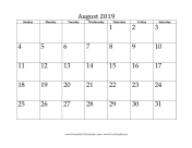August 2019 Calendar calendar