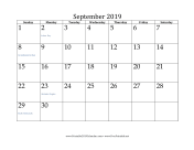 September 2019 Calendar calendar