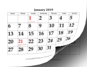 2019 with Large Dates calendar